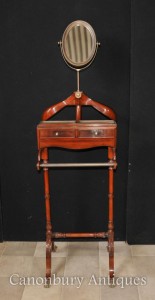 Antique Regency Valet Butlers Stand Mirror Shirt Press