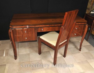 Art Deco Desk Chair Set Rosewood Writing Table Home Office