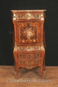 French Antique Escritoire Desk Chest 1900 Inlaid Empire