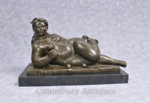 Bronze Botero Figurine Rubenesque Nude Female Statue Signed