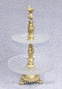 Classic French Empire Ormolu Cake Stand Maiden Comport Dish