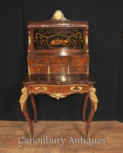 Antique French Empire Bonheur Du Jour Writing Desk Bureau Inlay