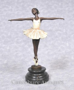 Bronze Ballet Dancer Statue Figurine Signed French