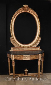 French Empire Console Table and Mirror Set Tables Interiors
