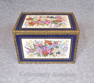 French Paris Sevres Porcelain Jewellery Box Trinket Case