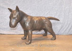 Lifesize English Bronze Bull Terrier Dog Statue Casting