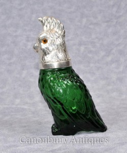 Victorian Silver Plate Parrot Decanter Cut Glass Jug
