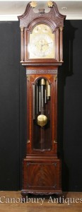 Antique English Grandfather Clock Mahogany Musical Movement Baker of Bath