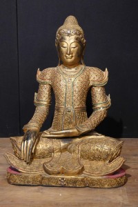 Antique Nepalese Buddha Statue Carved Wood Buddhism Buddhist Art