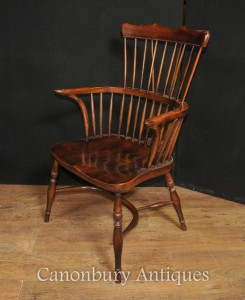 Single Antique Oak Windsor Arm Chair