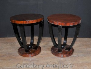 Pair Art Deco Side Tables Cocktail Furniture