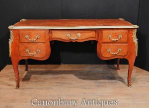 Antique French Empire Knee Hole Pedestal Desk Bureau Plat