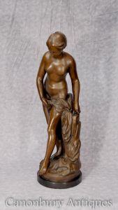 Classical Bronze Nude Lady Female Figurine Statue Signed