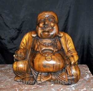 Hand Carved Happy Buddha Statue Figurine Buddhist Art Buddhism