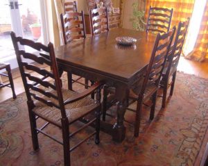 Oak Refectory Table Set Ladderback Chairs Kitchen Dining