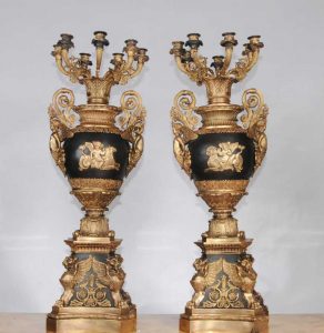Pair French Empire Ormolu Candelabras