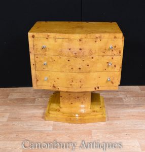 Art Deco Chest of Drawers Cabinet Blonde Walnut