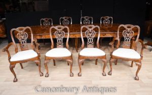 Set 8 Walnut George II Dining Chairs Ball and Claw Feet