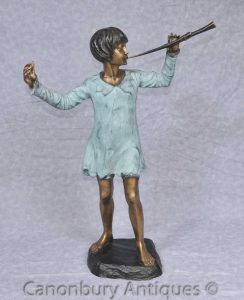 Bronze Statue Peter Pan Figurine JM Barrie Kensington Gardens