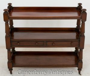 William IV Dumb Waiter Mahogany Bookcase Shelf 1800