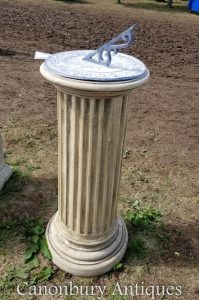 Classical Stone Doric Sundial Garden Art Time