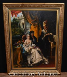 Large French Parisian Gentry Oil Painting Portrait Louis XVI