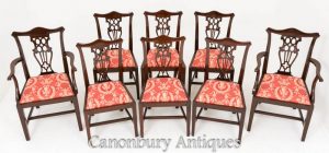 Set 8 Mahogany Chippendale Dining Chairs
