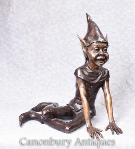 Bronze Seated Pixie Statue Celtic Fairey Elph