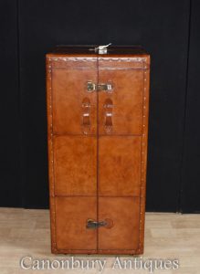 English Leather Campaign Chest of Drawers Dressing Cabinet