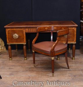 French Antique Arts and Craft Desk and Chair Set Bureau 1900