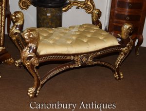 French Louis XVI Gilt Stool Seat