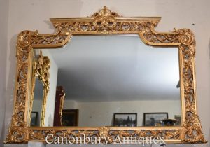 Large English Chippendale Gilt Mantle Mirror