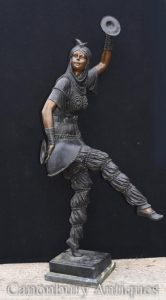 Lifesize Art Deco Bronze Chiparus Tambourine Dancer Statue