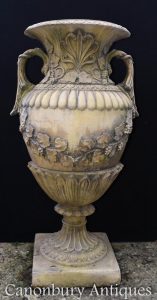 Pair Large English Stone Garden Urns Amphora Vase