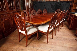 Regency Pedestal Table and Set Hepplewhite Dining Chairs Suite