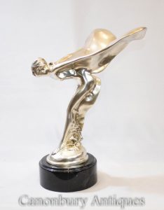 Bronze Art Nouveau Flying Lady Figurine Statue Hood Ornament