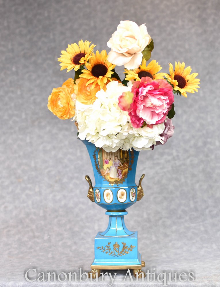 Dresden Porcelain Urn on Stand - German Pottery Campana Vase