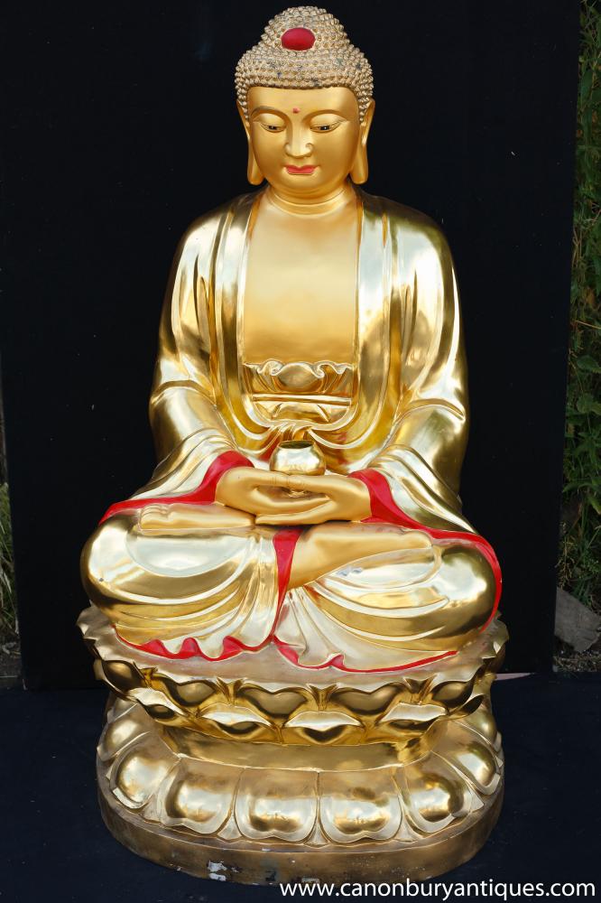 Large Ormolu Bronze Nepalese Buddha Statue Buddhist Art Lotus