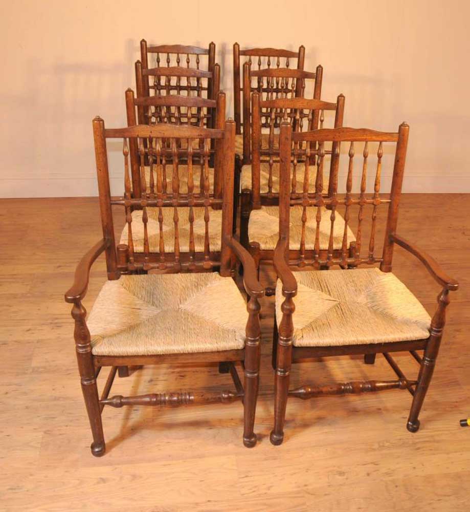 Oak Kitchen Refectory Table Dining Set Spindleback Chairs