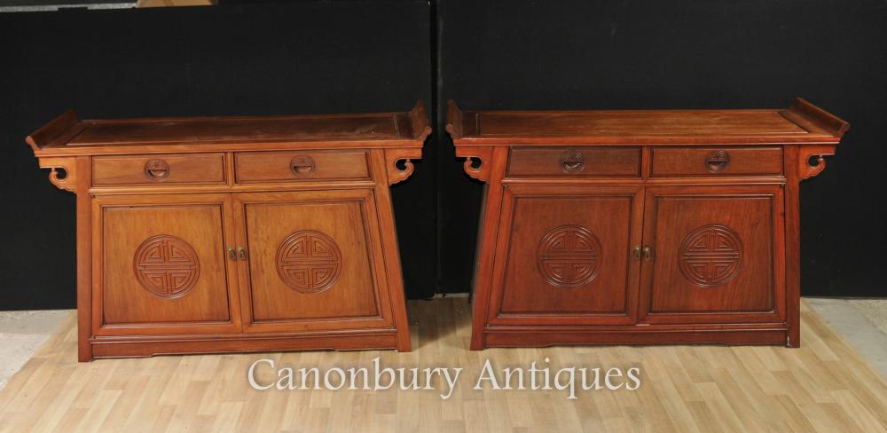 Pair Antique Chinese Tables - Mahogany Sideboards Console Tables Cabinet