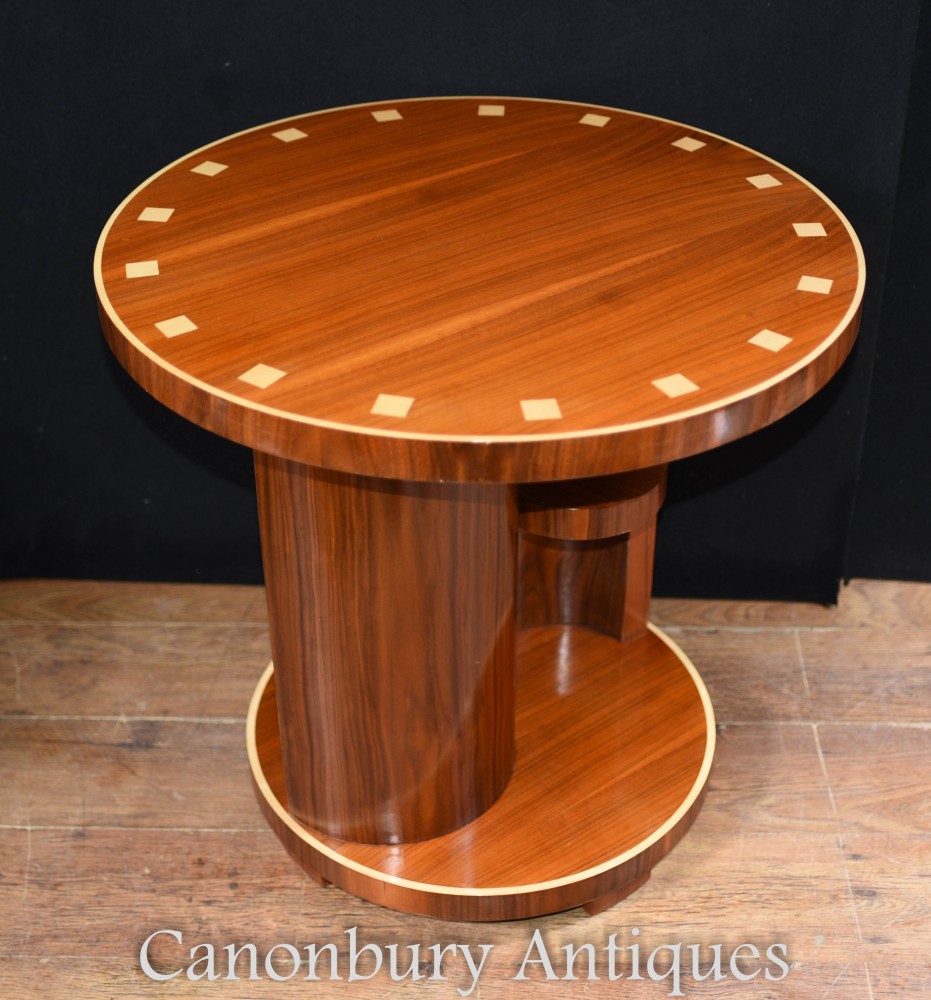 Art Deco Side Table - Vintage Rosewood Inlay