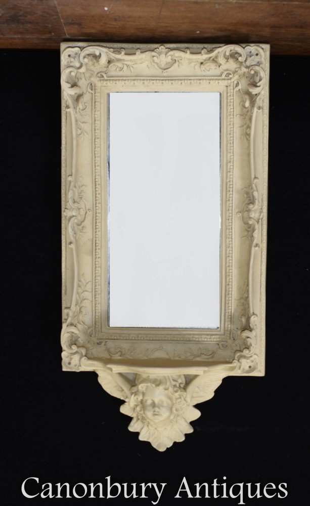 French Cherub Shelf Mirror - Intricate Frame