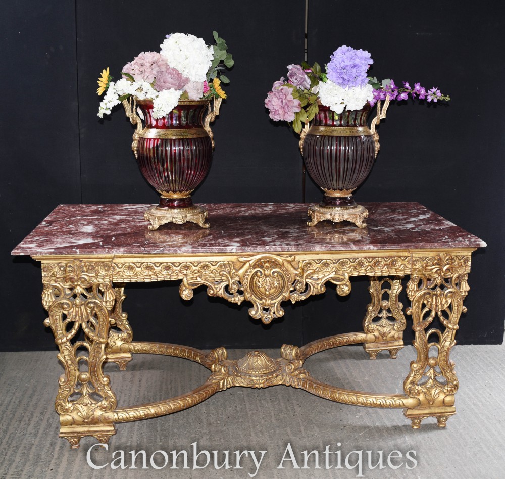Large French Gilt Console Table - Louis XVI Rococo