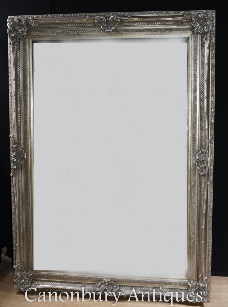 Large Victorian Mirror - Silver Gilt Frame 7 Foot Tall