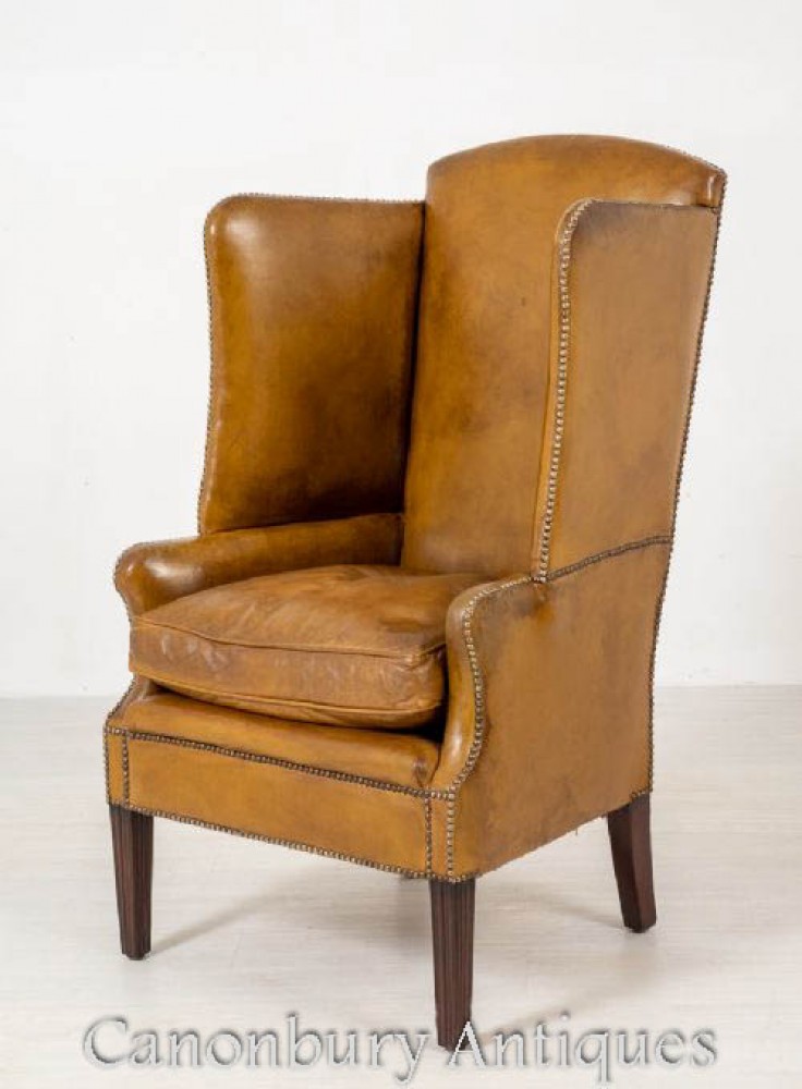 Antique Porters Chair - Georgian Leather Circa 1800