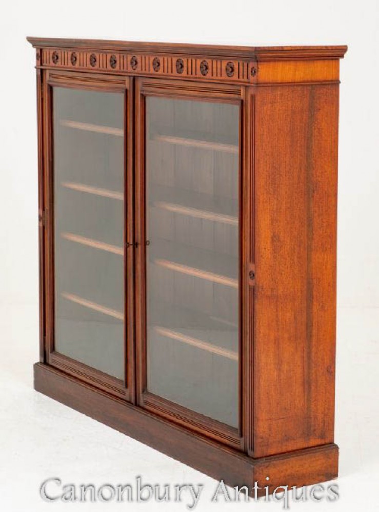 Victorian Bookcase Glazed Cabinet Antique Circa 1890