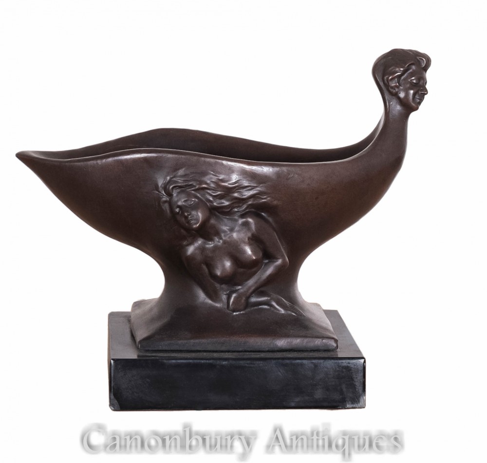 Classical French Bronze Urn - Adonis Relief Boat Child Dish
