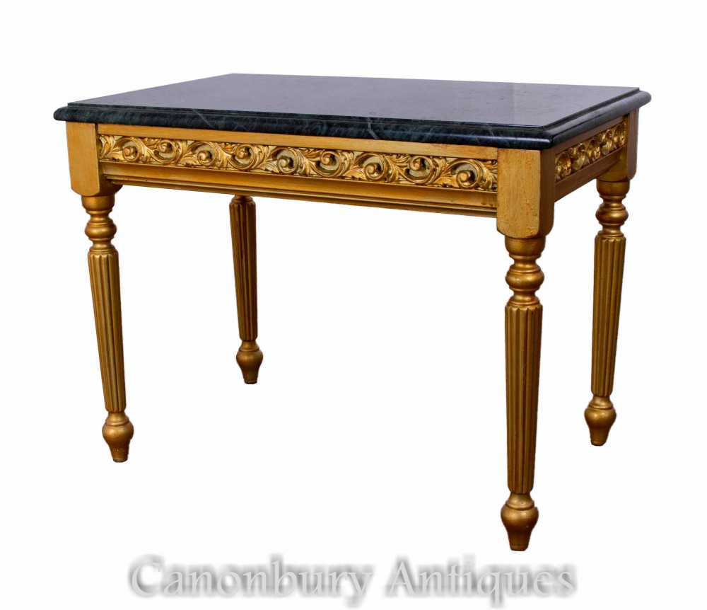 French Neo Classical Side Table - Gilt Tables Marble Top