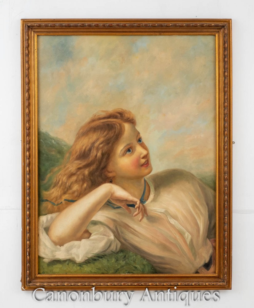 Oil Painting Portrait Edwardian Girl - English Art