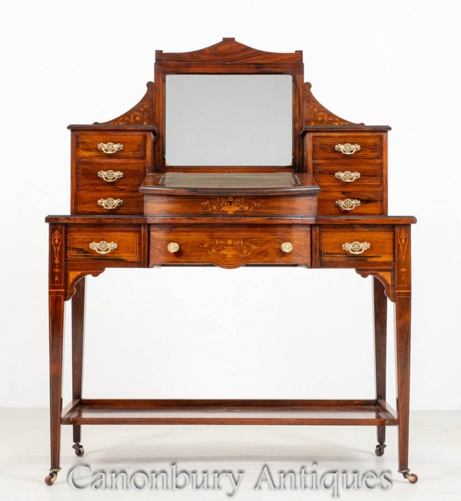 Victorian Bonheur Du Jour Desk Writing Table Rosewood 1880